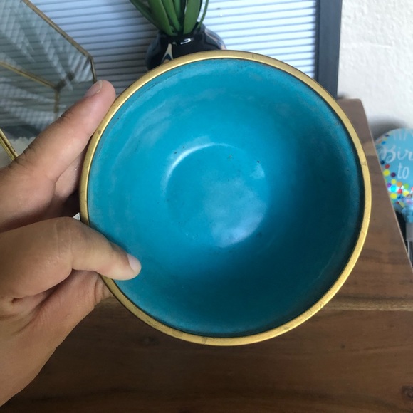 SOLD Vintage Cloisonné Floral Bowl With Brass Edges - Picture 4 of 8